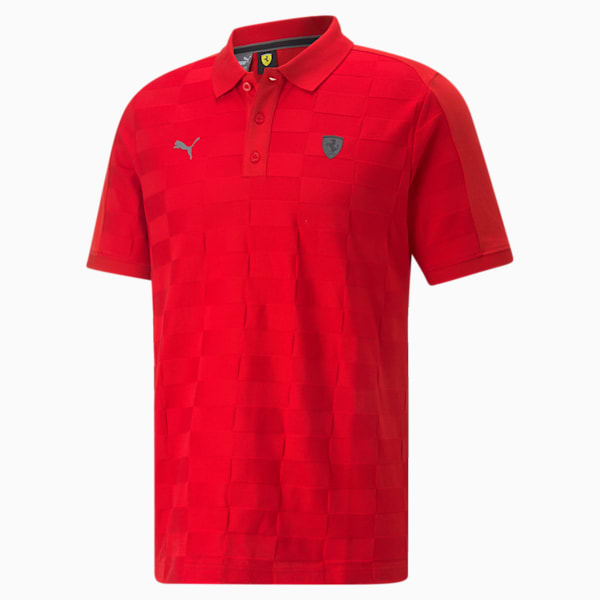 Ferrari Jacquard Men's Polo, Rosso Corsa, extralarge-IND