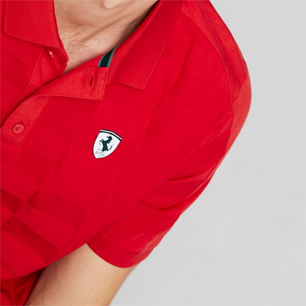 メンズ フェラーリ スタイル ポロシャツ ジャカード, Rosso Corsa