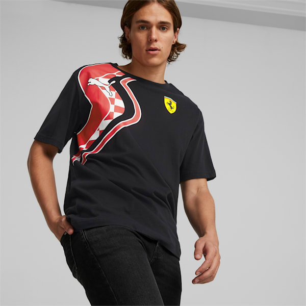 Ferrari Race Premium Logo Men's Relaxed Fit T-Shirt, Puma Black, extralarge-IND