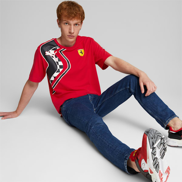 Ferrari Race Premium Logo Men's Relaxed Fit T-Shirt, Rosso Corsa, extralarge-IND