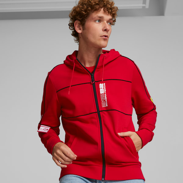 Ferrari Race Men's Hooded Sweat Jacket, Rosso Corsa, extralarge-IND