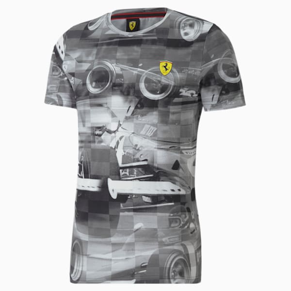 Camiseta de automovilismo estampada Scuderia Ferrari Race para hombre, Puma Black