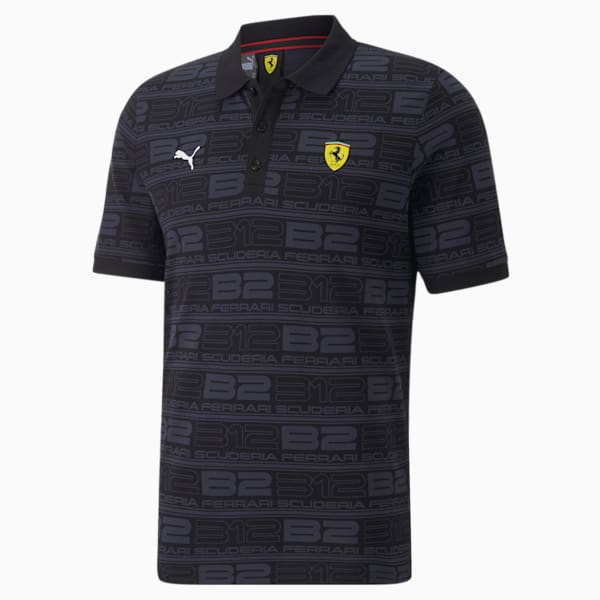 Scuderia Ferrari Race Graphic Printed Motorsport Polo Shirt Men, Puma Black, extralarge-IND
