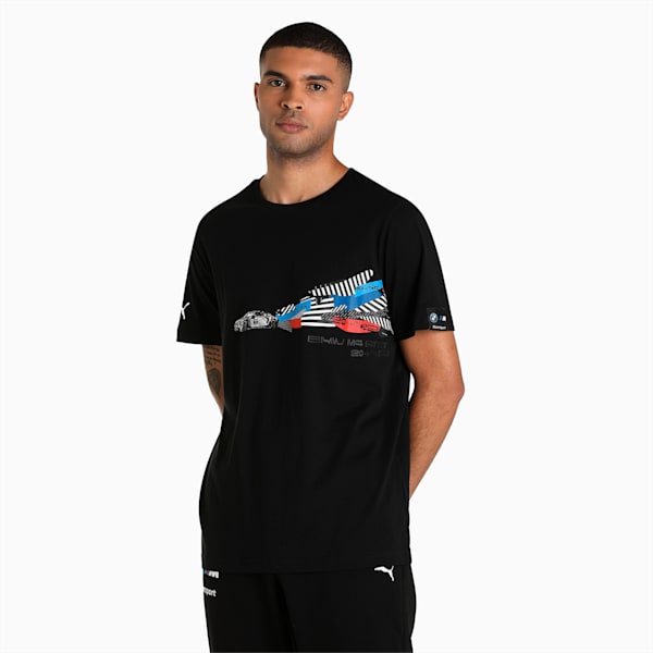 BMW M Motorsport Car Graphic Men's T-Shirt, Puma Black, extralarge-IND