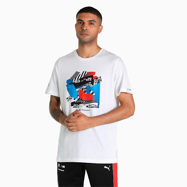 BMW M Motorsport Graphic Men's T-Shirt, Puma White, extralarge-IND