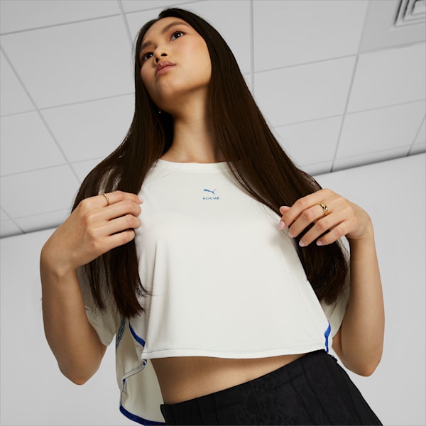 ウィメンズ PUMA x KOCHE クロップド 半袖 Tシャツ, White Asparagus