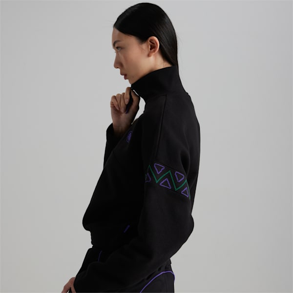 PUMA x P.A.M. Half-Zip Women's Relaxed Fit Sweatshirt, Puma Black, extralarge-AUS
