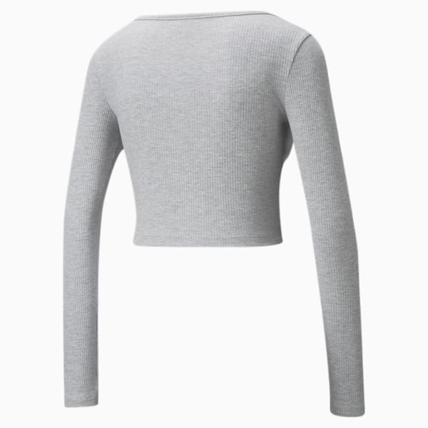 Classics Ribbed Long Sleeve Women's Tee, Light Gray Heather, extralarge