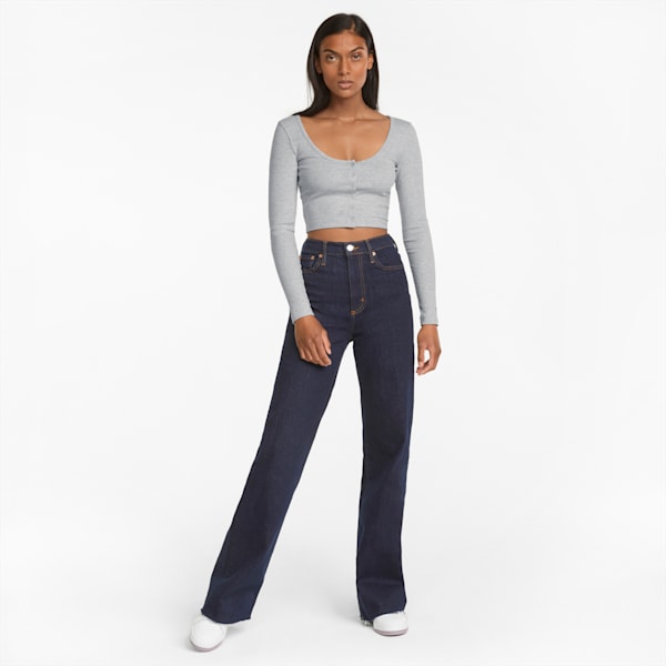 Classics Ribbed Long Sleeve Women's Tee, Light Gray Heather, extralarge