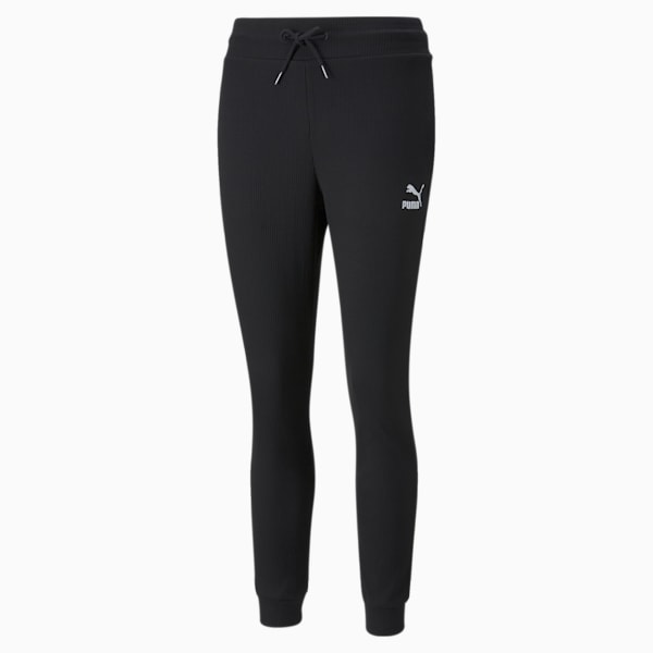 Pantalones de ajuste estrecho y acanalados Classics para mujer, Cotton Black, extralarge