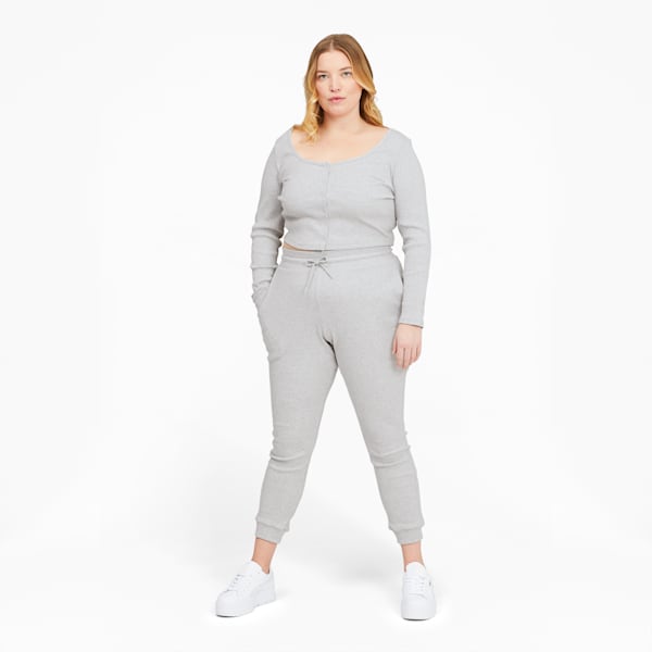 Classics Ribbed Slim Women's Pants, Light Gray Heather