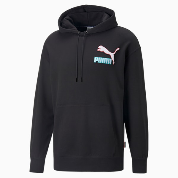 Fandom Men's Relaxed Fit Hoodie, Puma Black, extralarge-IND