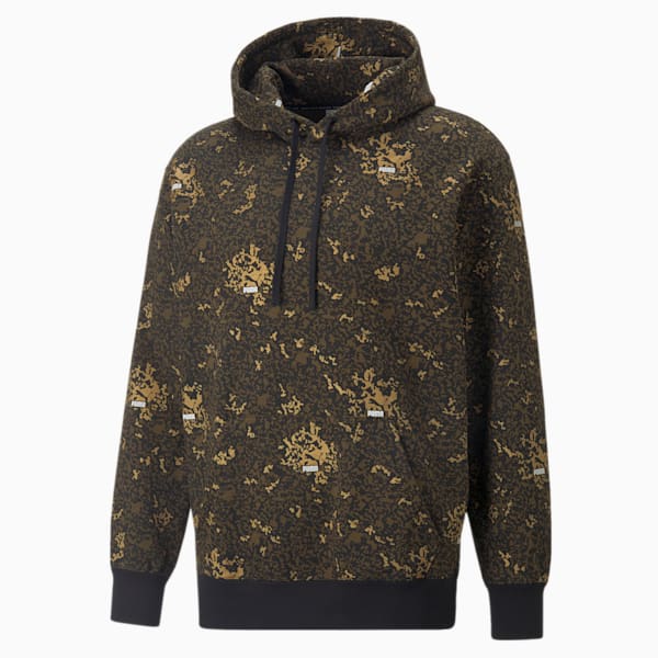 Brand Love Metallic Men's Regular Fit Hoodie, Puma Black-Gold, extralarge-IND