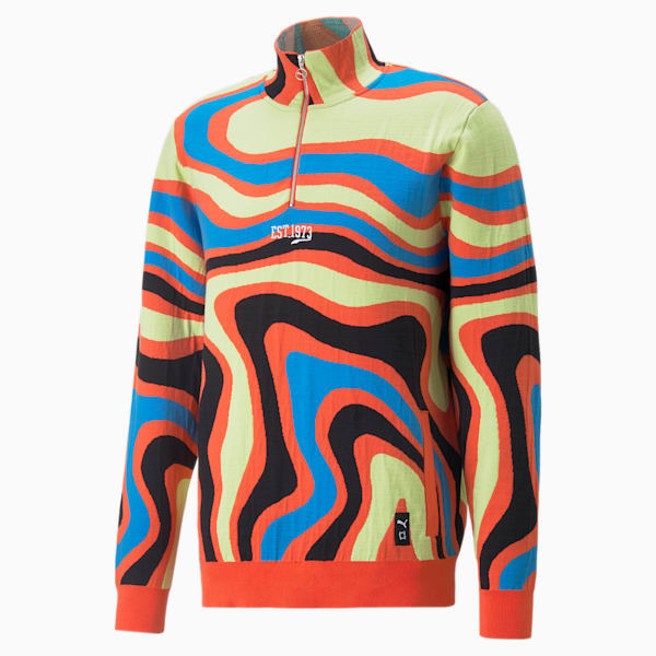 Lava Knit Men's Basketball Sweatshirt, Hot Coral