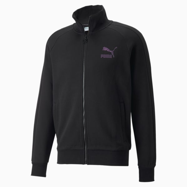 Iconic T7 Double Knit Men's Track Jacket, Puma Black-Iridescent, extralarge