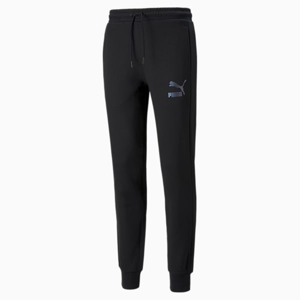 Iconic T7 Double Knit Men's Track Pants, Puma Black-Iridescent, extralarge