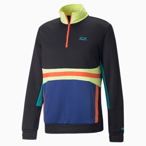 Pullover de básquetbol para hombre Pop Art, Puma Black-Blazing Blue, extralarge