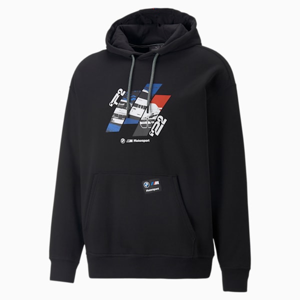 BMW M Motorsport Graphic Men's Hoodie, Puma Black, extralarge-IND