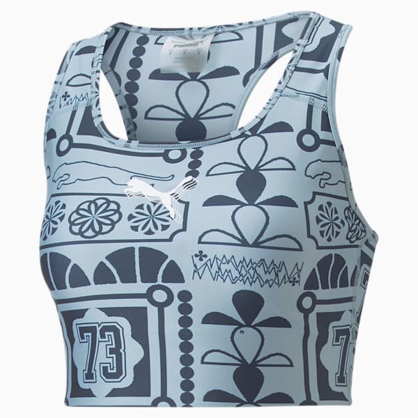MOD Printed Basketball Sports Bra Women, Blue Wash, extralarge-IND