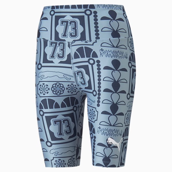 MOD Printed Basketball Biker Shorts Women, Blue Wash, extralarge-IND