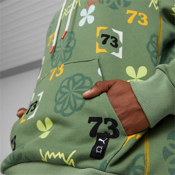 Run it Back Printed Basketball Men's Hoodie, Dusty Green, extralarge-IND