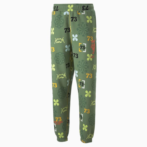 Run It Back Printed Basketball Men's Sweatpants, Dusty Green, extralarge-IND