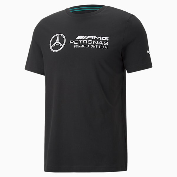 Mercedes AMG Petronas F1 Essential Logo Men's Regular Fit T-Shirt, Puma Black, extralarge-IND