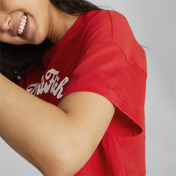 ウィメンズ バスケットボール MOD クロップ Tシャツ 3, High Risk Red, extralarge-IND