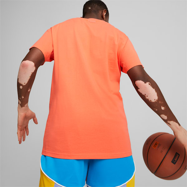Rebound Short Sleeve Men's Basketball Tee, Hot Coral