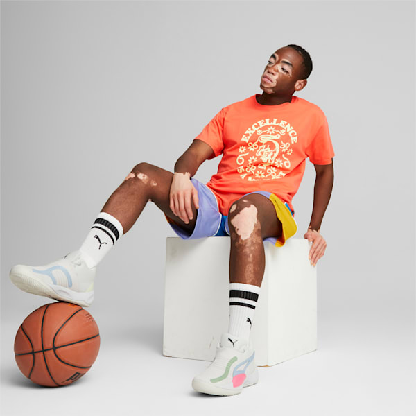 Rebound Short Sleeve Basketball T-Shirt 1 Men, Hot Coral