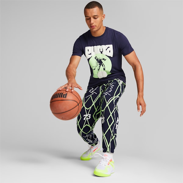 Run it Back Printed Basketball Men's Pants, Peacoat, extralarge-IND