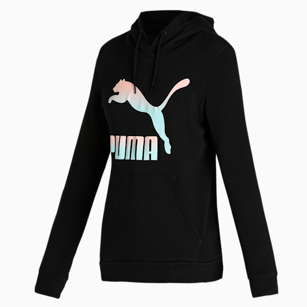 Classics Logo Women's Regular Fit Hoodie, Puma Black-Gloaming, extralarge-IND