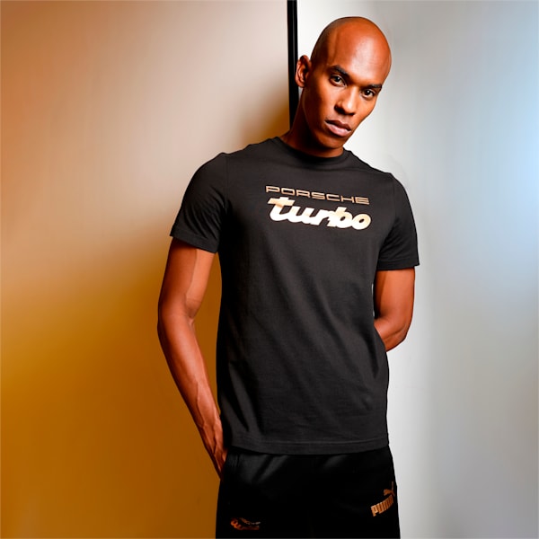 Porsche Legacy Metal Energy Logo Men's Regular Fit T-Shirt, Puma Black, extralarge-IND
