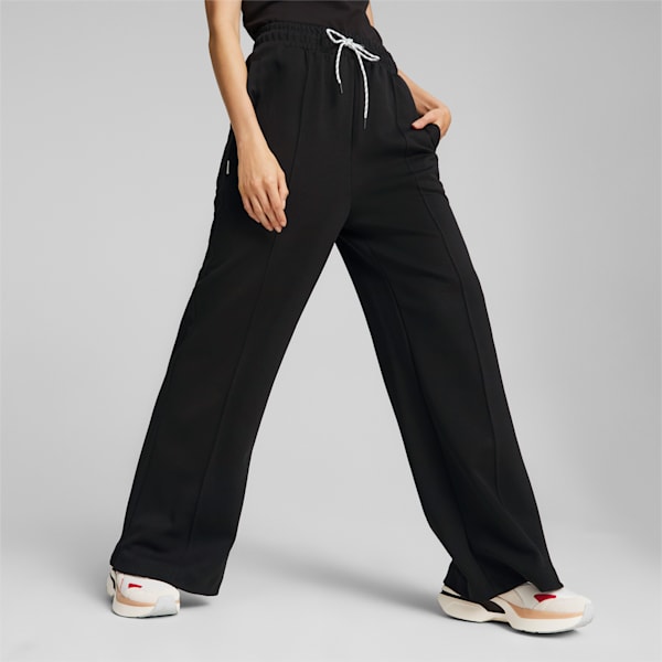 Infuse Wide Leg Women's Relaxed Fit Pants, Puma Black, extralarge-IND