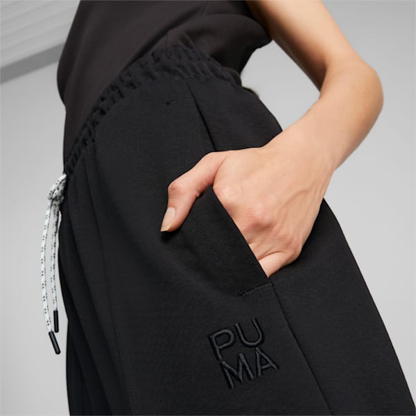 Infuse Wide Leg Women's Relaxed Fit Pants, Puma Black, extralarge-IND
