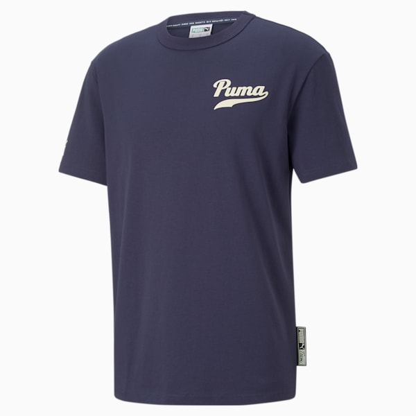 メンズ PUMA TEAM グラフィック 半袖 Tシャツ, Peacoat, extralarge-JPN