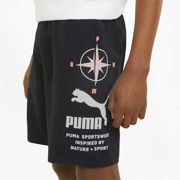 Nature Camp Graphic Men's Shorts, Puma Black