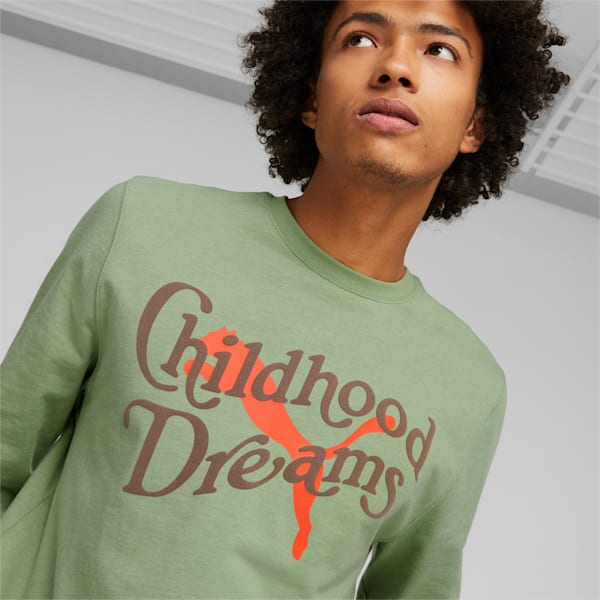 CHILDHOOD DREAMS Long-Sleeve Basketball T-Shirt II Men, Dusty Green, extralarge-IND