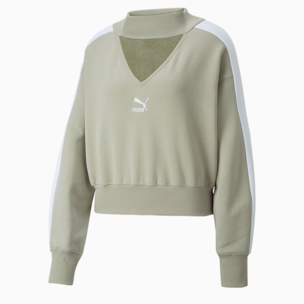 Luxe Sport Women's T7 Cropped Crewneck, Pebble Gray, extralarge