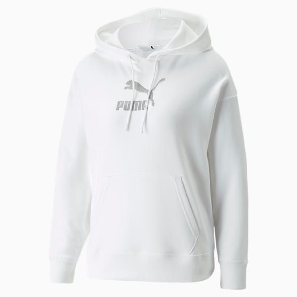 Chandail à capuchon Brand Love au logo métallique, femmes, Puma White, extralarge