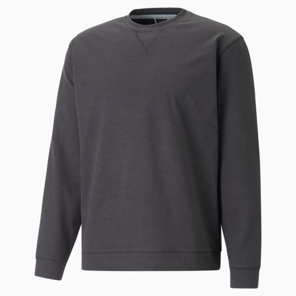 Cloudspun Heather Crewneck Men's Golf Sweatshirt, PUMA Black Heather, extralarge