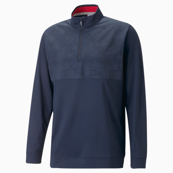 Camiseta de golf PUMA x VOLITION Camo Cover Quarter-Zip para hombre, Navy Blazer-Ski Patrol, extralarge