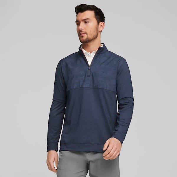 Camiseta de golf PUMA x VOLITION Camo Cover Quarter-Zip para hombre, Navy Blazer-Ski Patrol, extralarge