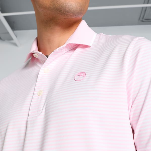 Arnold Palmer Mattr Traditions Men's Golf Polo Shirt, Pale Pink-Bright White, extralarge-IND