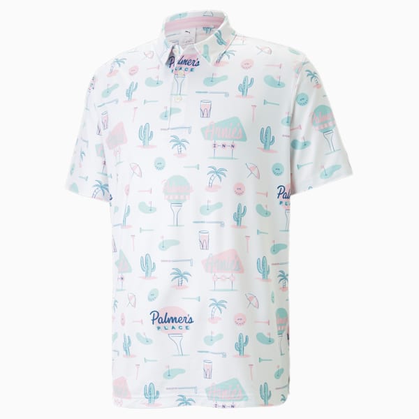 メンズ ゴルフ PUMA × ARNOLD PALMER プレイス ポロシャツ, Bright White-Pale Pink, extralarge-AUS