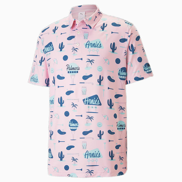 メンズ ゴルフ PUMA × ARNOLD PALMER プレイス ポロシャツ, Pale Pink-Lake Blue, extralarge-JPN