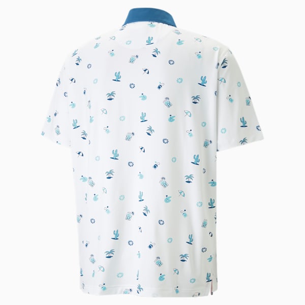 PUMA x Arnold Palmer Mattr Dunes Golf Polo Shirt Men, Bright White-Lake Blue, extralarge-GBR