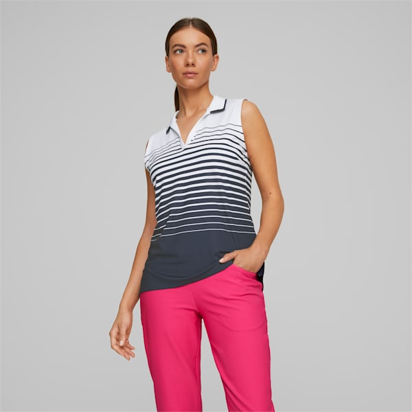 Mattr SL Stripe Golf Polo Shirt Women, Navy Blazer
