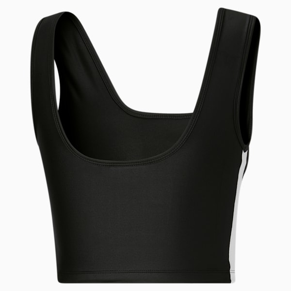 T7 Shiny Women's Crop Top, Puma Black-Pristine
