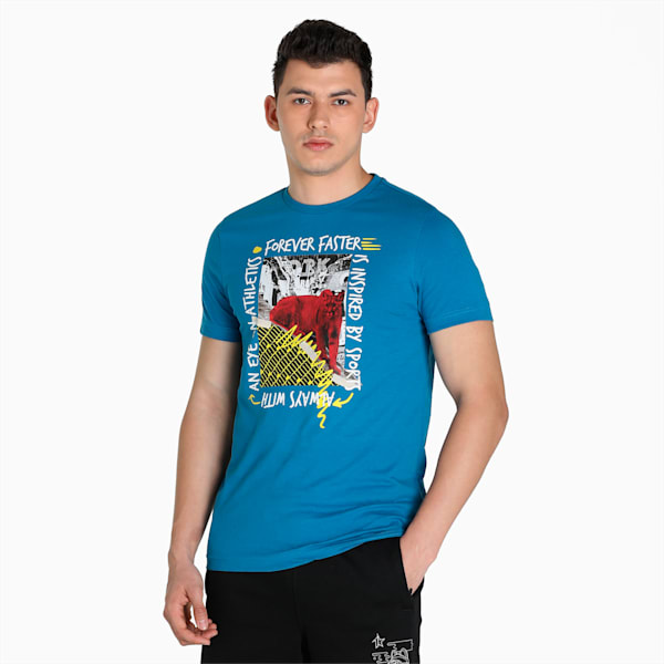 PUMAx1DER Graphic ll Men's Slim Fit T-Shirt, Vallarta Blue, extralarge-IND
